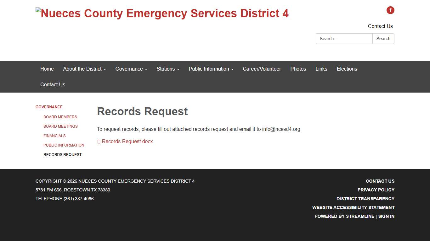 Records Request - Nueces County Emergency Services District 4